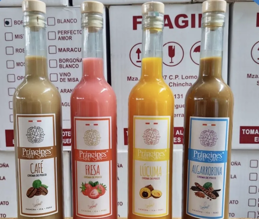 Cremas de pisco de café, fresa, lúcuma y algarrobina