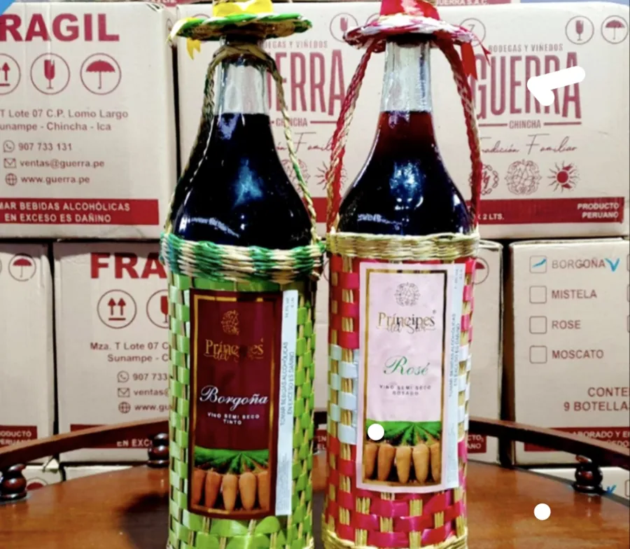 Vino en pavona tejida artesanal de 5 litros